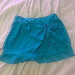 Turquoise Skirt with Ruched Detail